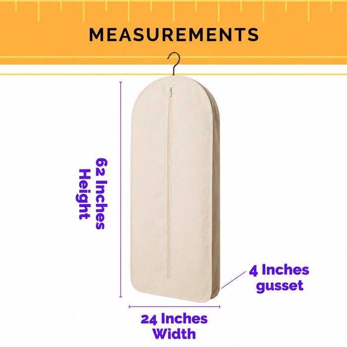 Organic Cotton Garment Bag with Zipper - 24 x 62 inches