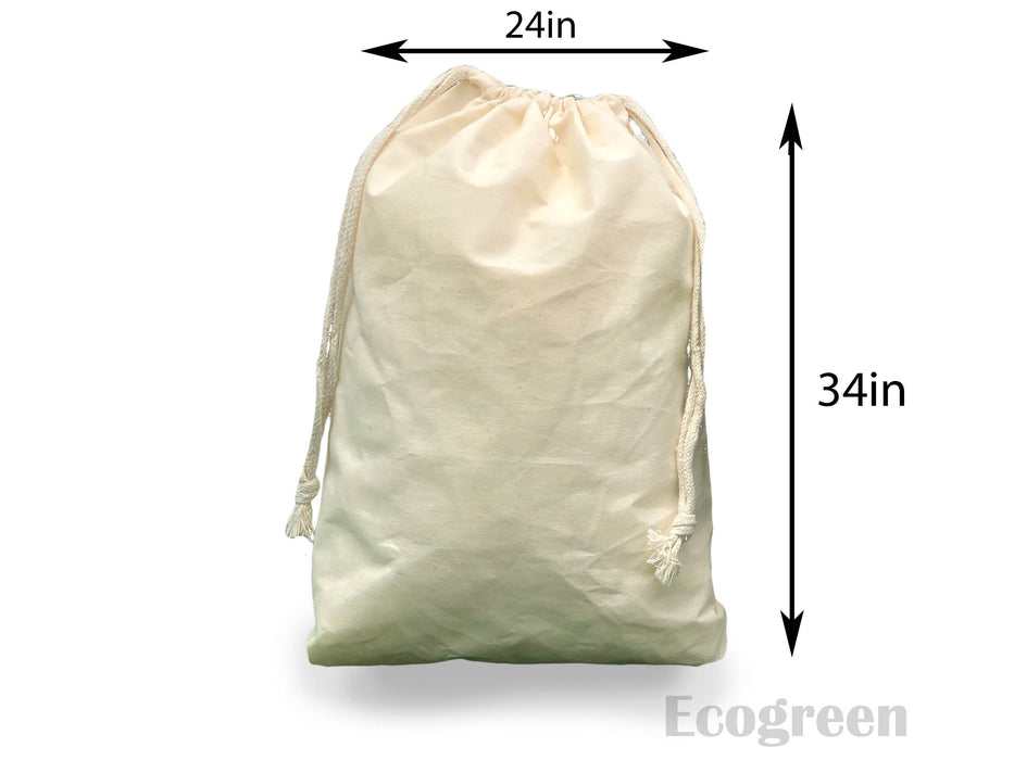 Grands sacs à linge réutilisables en coton recyclé à double cordon de serrage de 24" x 34"